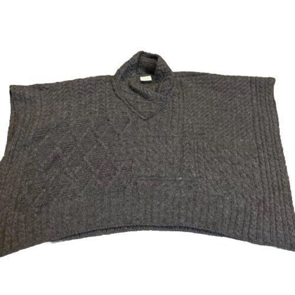 Aran Markets Women Brown cable knit Wool Blend shawl Ireland made M/L - Picture 1 of 7